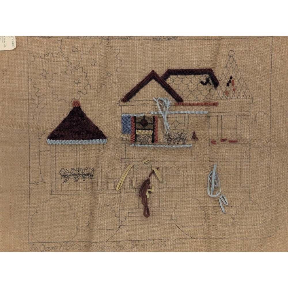 Hooked Rug Hooking Pattern Victorian House Jane McGown Flynn Burlap  Home